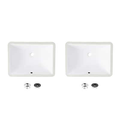 STYLISH 18.25"W x 13"D White Rectangular Undermount Bathroom Sink Set of 2