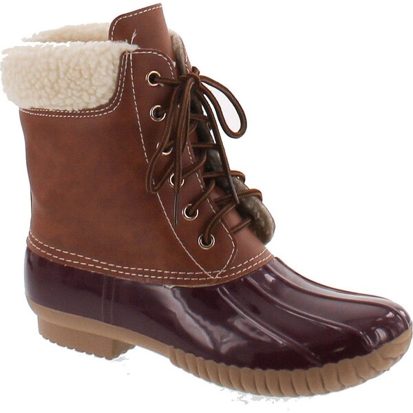 Axny Dylan-3 Women's Two Tone Lace Up Ankle Rain Duck Boots One Size Small. Opens flyout.