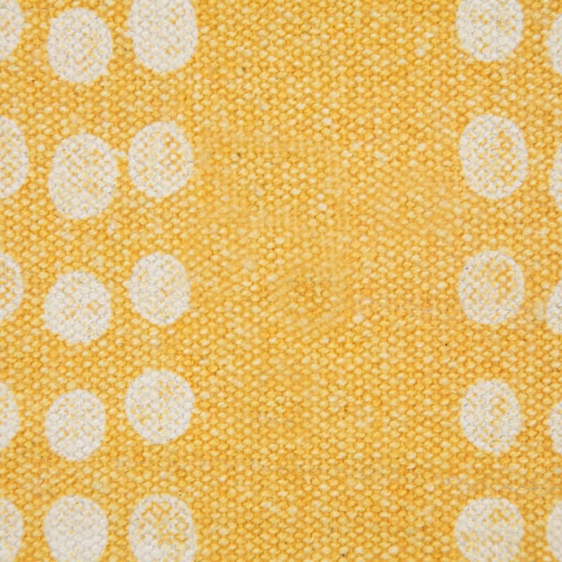20" Yellow and White Polka Dot Stripe Square Throw Pillow