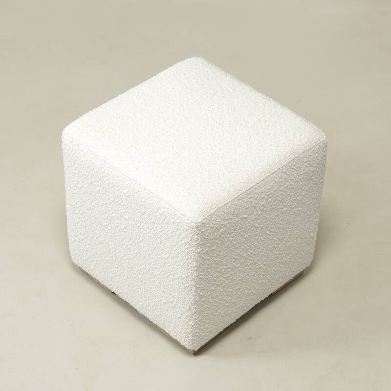 KINWELL 18.5" W Square Boucle Upholstered Ottoman Entryway Footstool