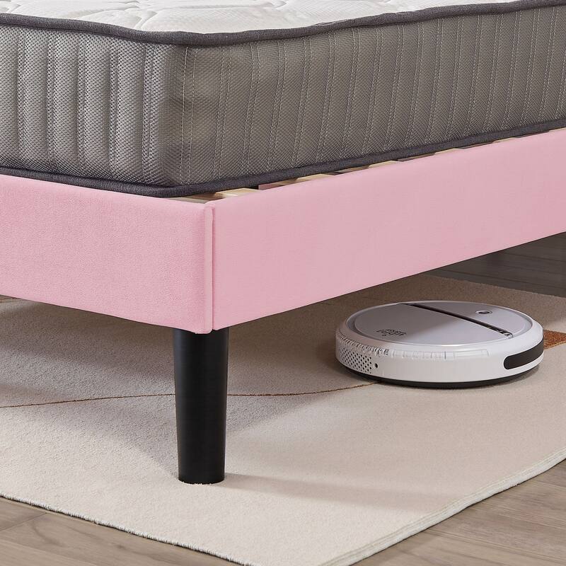 VECELO Adjustable Height Upholstered Platform Bed Button Tufted Headboard with Under Bed Storage No Box Spring Needed Bed Frame