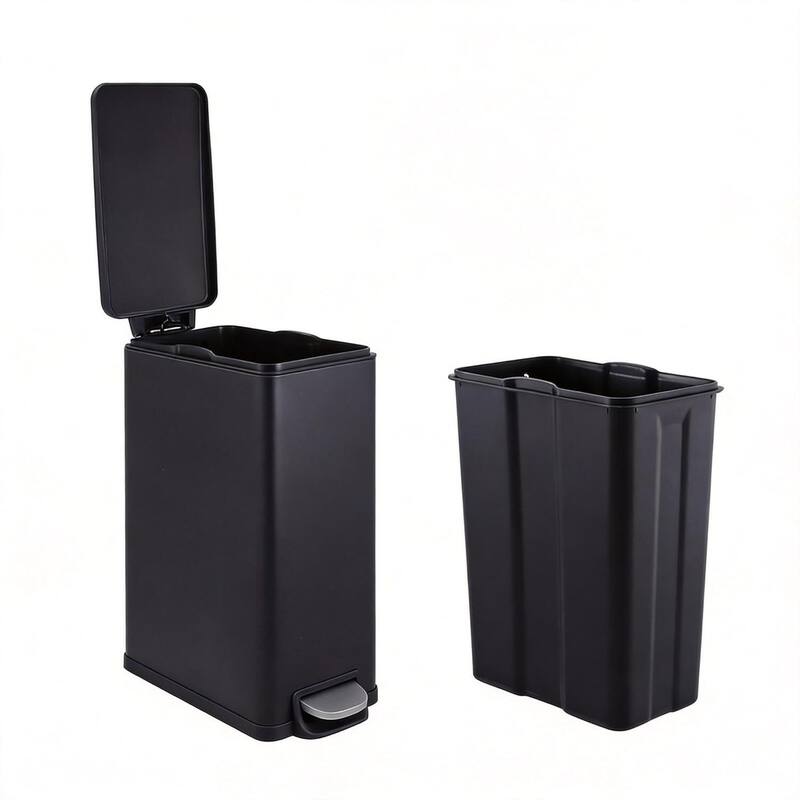12 Gal Slim Kitchen Trash Can, Garbage Can for Kitchen, Bathroom Narrow Spaces - Black