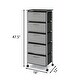preview thumbnail 5 of 3, 18 in. Grey 5 Drawers Fabric Dresser Storage Tower with MDF Top