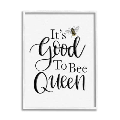 Stupell Good To Bee Queen Bumble Insect Phrase Framed Wall Art, Design by Lisa Larson - Off-White