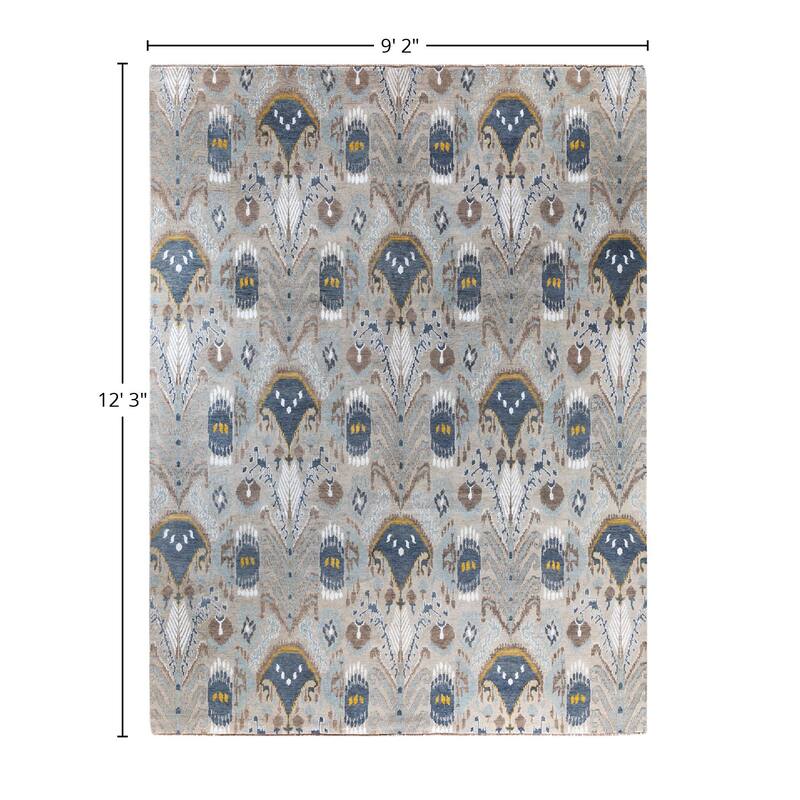 Ikat One-of-a-Kind Hand-Knotted Area Rug, Gray - 9' 2" x 12' 3"