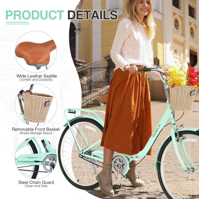 26 Inch Single Speed Folding Lady Bike,Durable Steel Frame,Compact Design For Easy Storage And Commuting