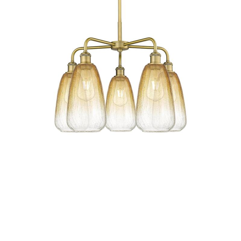 Innovations Lighting 516-5CR-19-25 Brookhaven Almond Chandelier - Brushed Brass / Amber