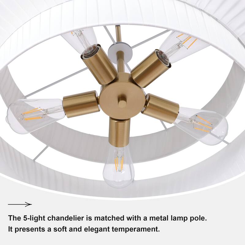 Modern 3-Tier Drum Chandeliers Fabric Shade Ceiling Hanging Pendant - 3-Tier/23.6inch