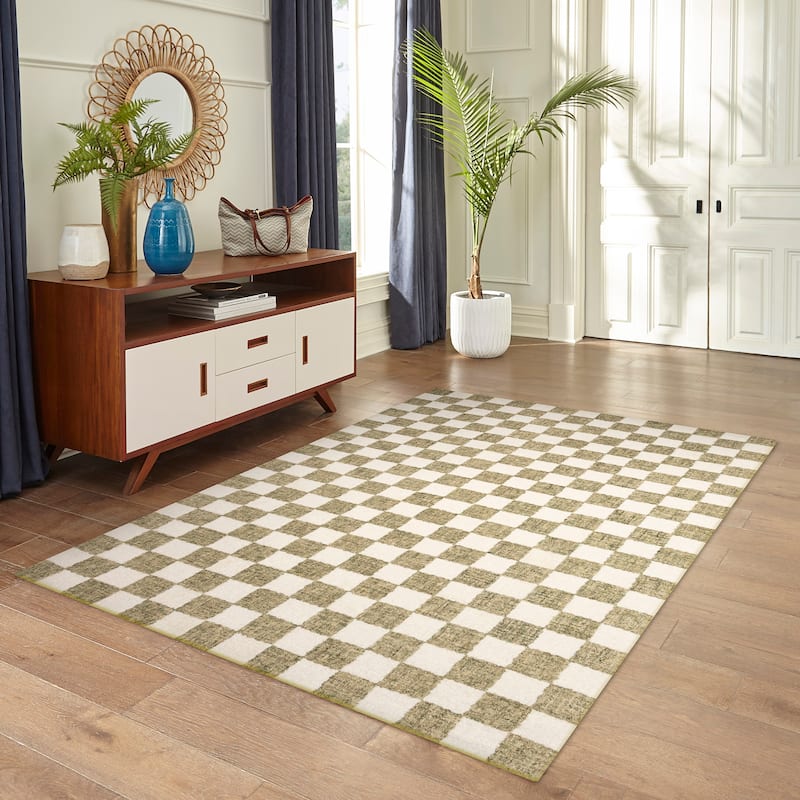 Liora Manne Savannah Checkerboard Indoor Area Rug Sage 3'6" x 5'6"