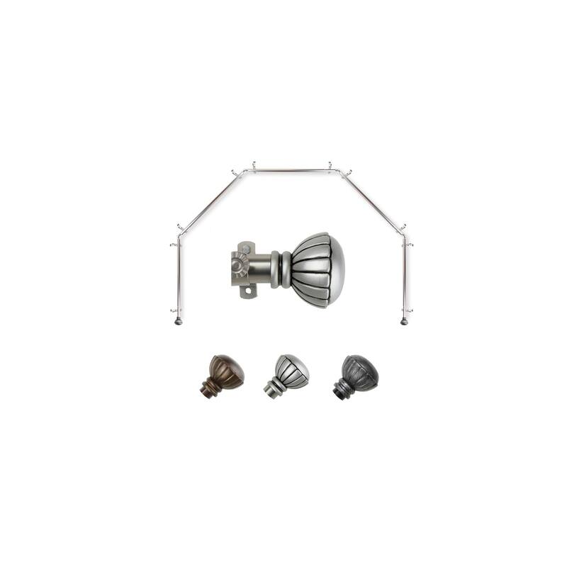 Bay Window Curtain Rod - 5 Sided Corner Rod, 13/16 Inch Satin Nickel Drapery Rod - M