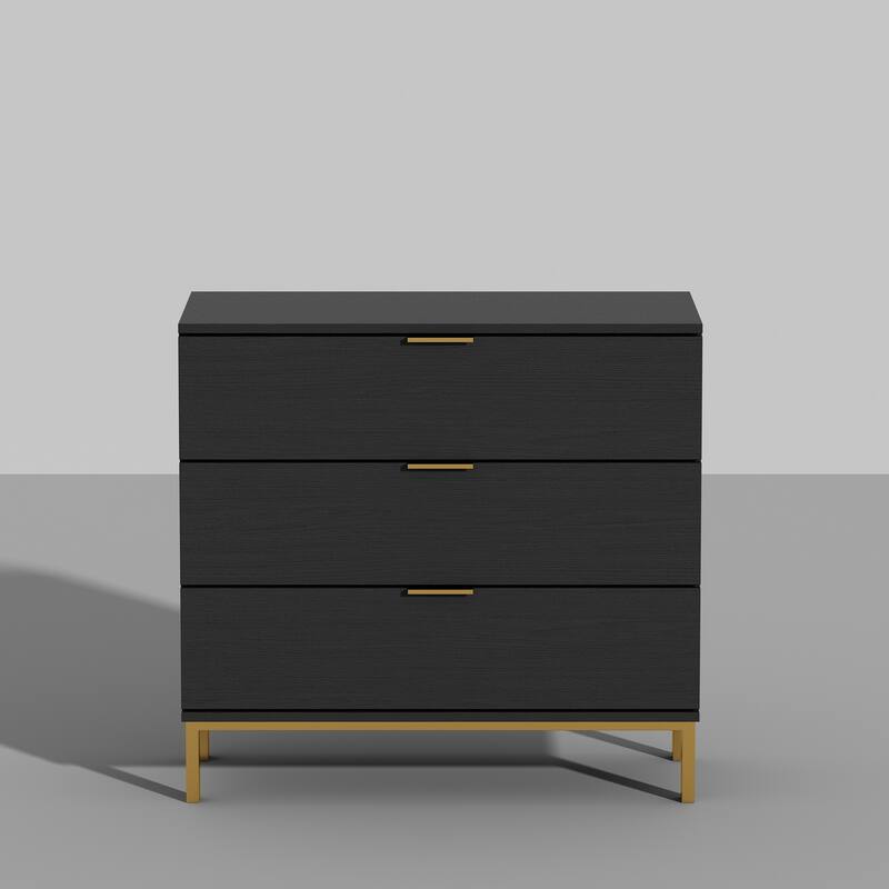 Timechee 3 Drawer 29.7'' H Storage Chest Black Dresser End Table