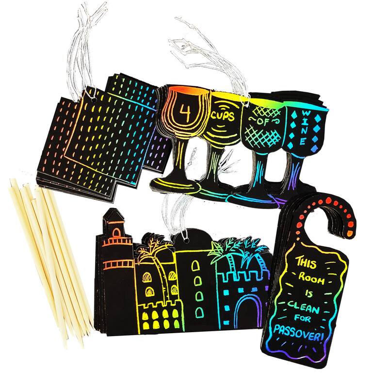 8" "Passover Scratch Art" Card Game with Paper Kit