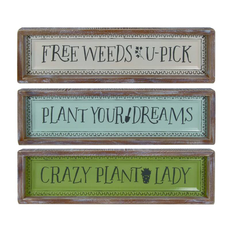 Transpac Wood Plant Enthusiast Decor Set of 3 Spring Home Decorations