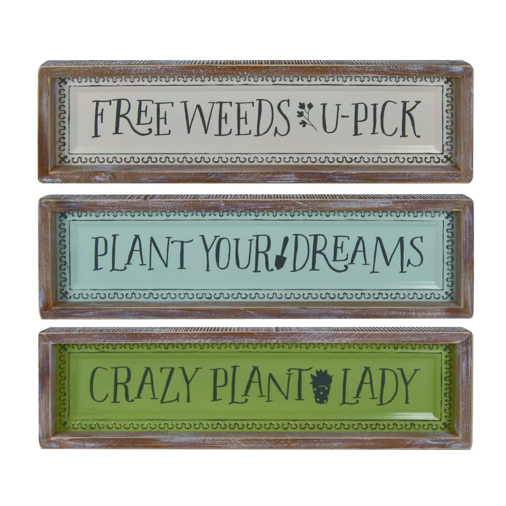 Transpac Wood Plant Enthusiast Decor Set of 3 Spring Home Decorations
