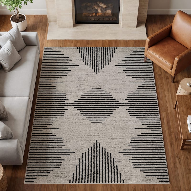 Modern Abstract Area Rug for Living Room, Bedroom, or Entryway - Low Pile Indoor Rug