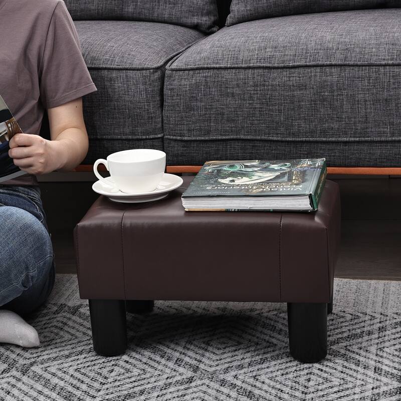 Adeco Button Tufted Foot Stool Rectangular Small Ottoman