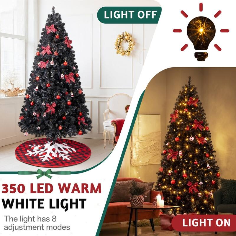 7.5 FT Artificial Christmas Tree with 350 Warm White LED Lights for Holiday Party Office Home