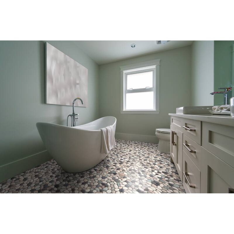 Classic Pebble 11 in. x 11 in. Mesh-Mounted Mosaic Wall and Floor Tile