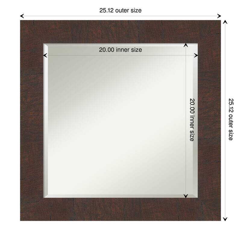 Beveled Wall Mirror - Wildwood Brown Frame - Wildwood Brown - 25 x 25-inch