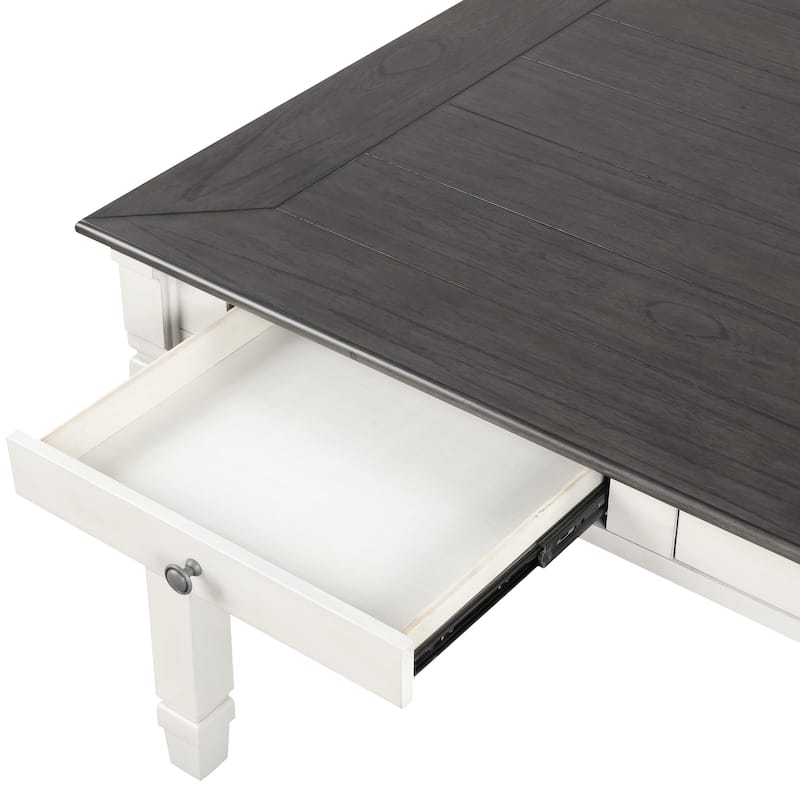 Furniture of America Badvard Farmhouse Rustic White 72-inch Dining Table with Drawers