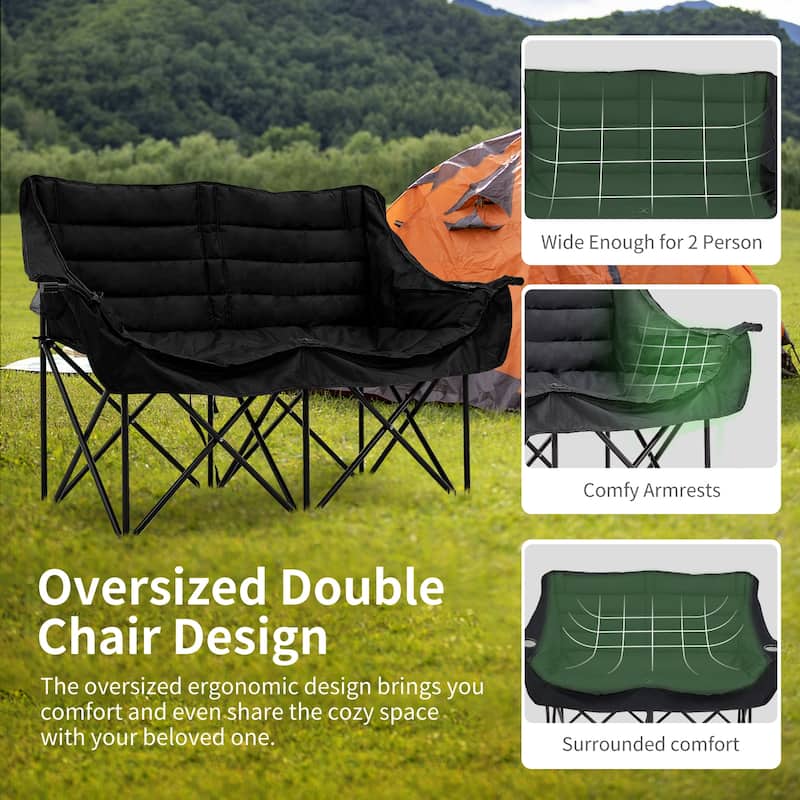 DoCred Oversized 2 Person Folding Fully Padded Camping Chair
