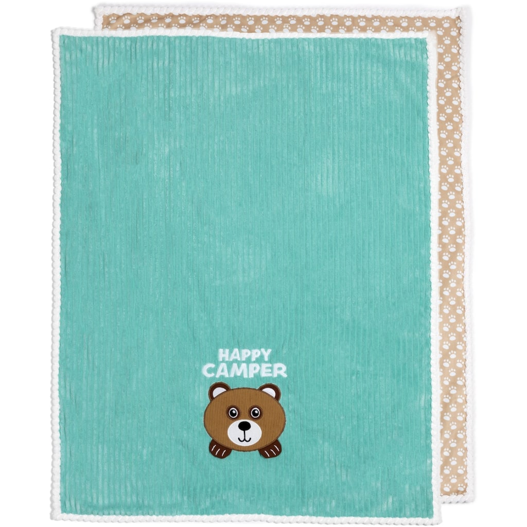 Pavilion Happy Camper Ribbed Plush Childen's Blanket