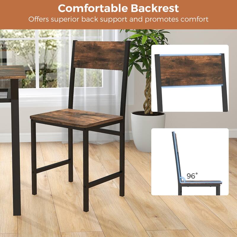 Gymax Set of 2 Dining Chairs w/Metal Legs Slanted Back Wide Seat for