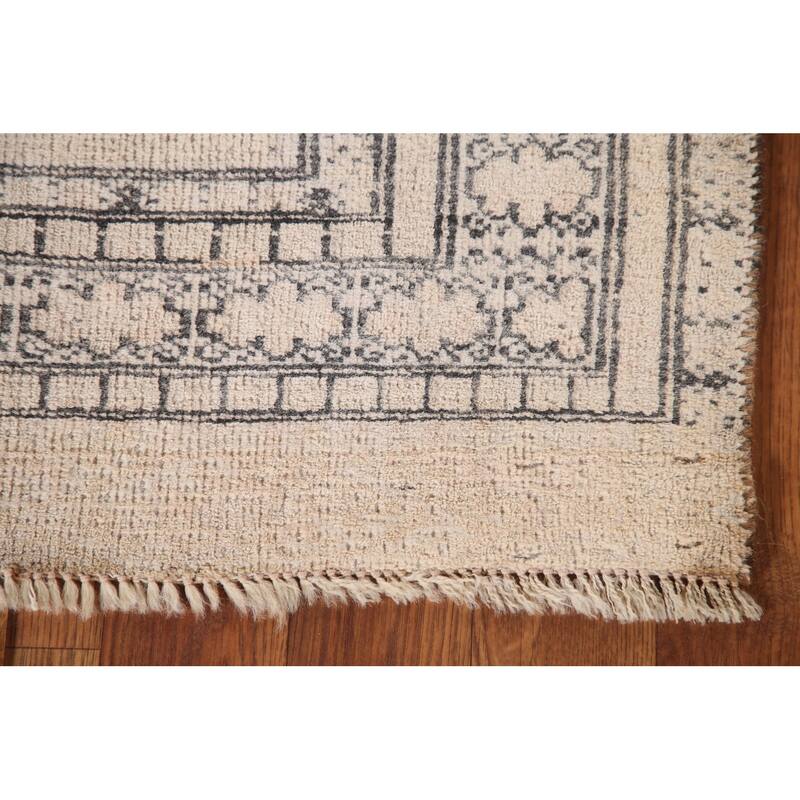 Hand Knotted Oriental 100% Wool Carpet Traditional Geometric Beige & Ivories Bokhara Area Rug - 4' 8'' X 2' 11''