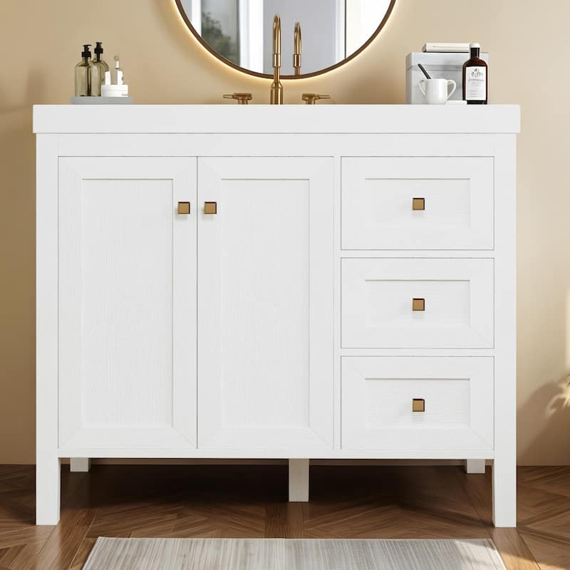 Moasis 36"/42" Bathroom Vanity Cabinet Set with Sink Combo and 3 Drawers & Cabient - 42" - White