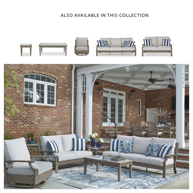 Signature Design by Ashley Rainier Ranch Brown/Beige Outdoor Sofa with Cushion - 89.25" W x 36.25" D x 42" H