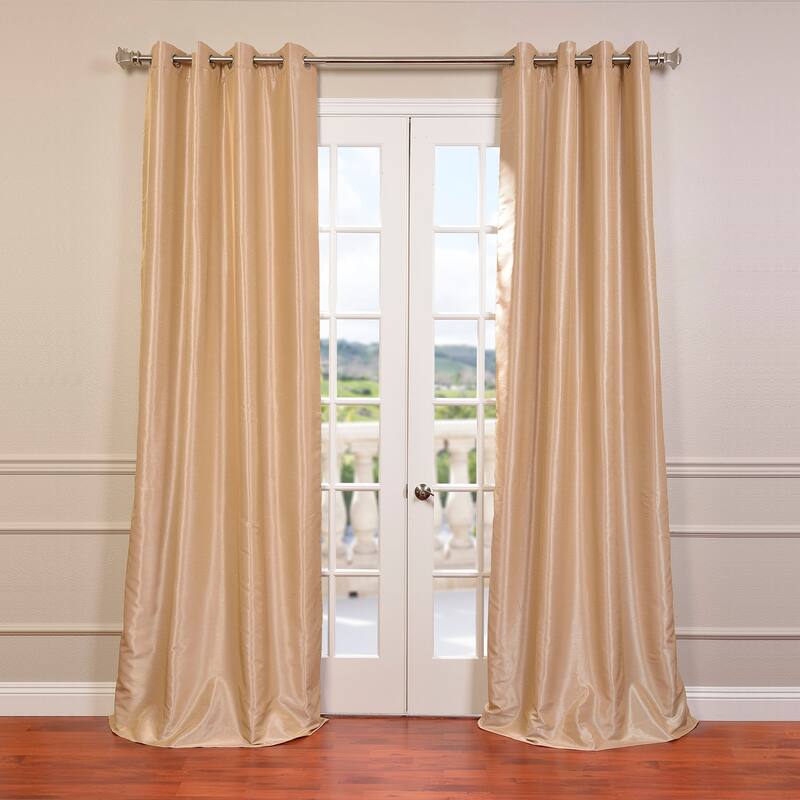 Exclusive Fabrics Textured Dupioni Faux Silk 108-inch Blackout Grommet Curtain (1 Panel) - 50 x 108