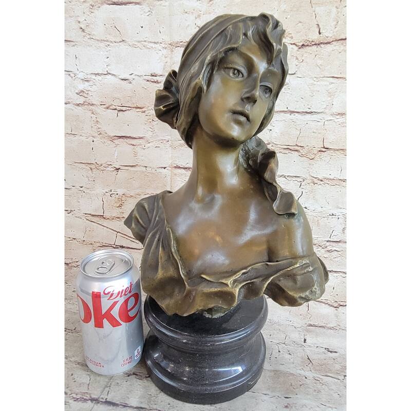 Milo “Maiden’S Gaze” – Elegant Bronze Female Bust Sculpture On Marble Base