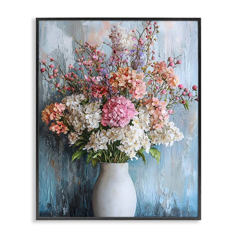 Stupell Hydrangea Vase Still Life Framed Giclee Art Design By Franklyn Gregory - 11 x 14 - Black