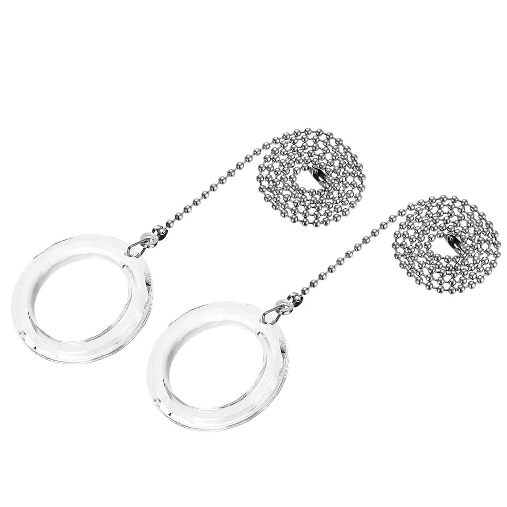 20Inch Nickel Finish Pull Chain Extension 50mm Clear Crystal Circle Pendant 2Pcs