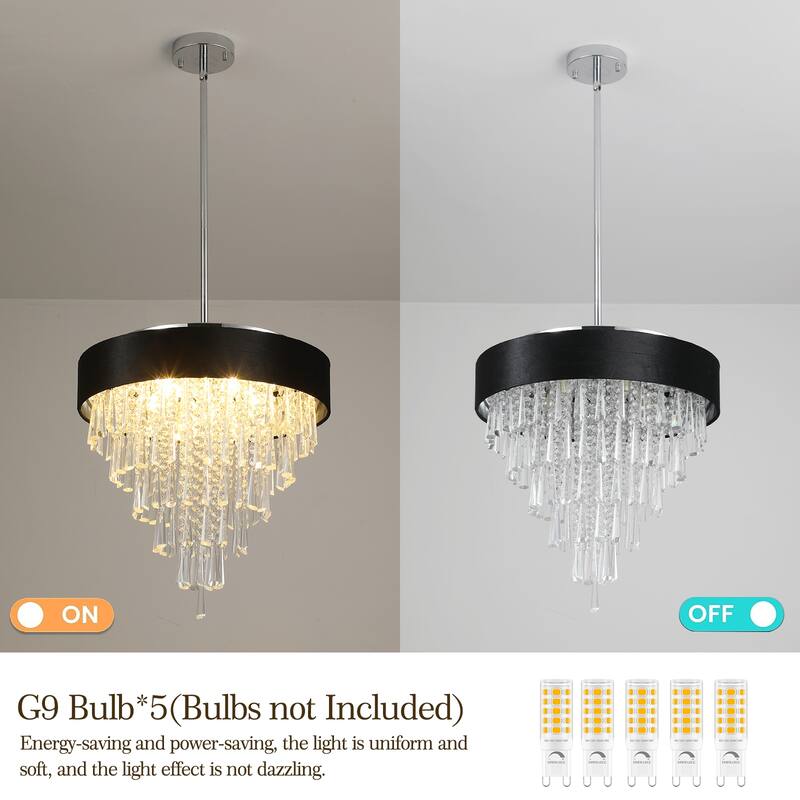 Modern Crystal Chandeliers, Round Chandelier for Dining Room,Luxury Ceiling Pendant Light Fixture for Living Room Bedroom Foyer