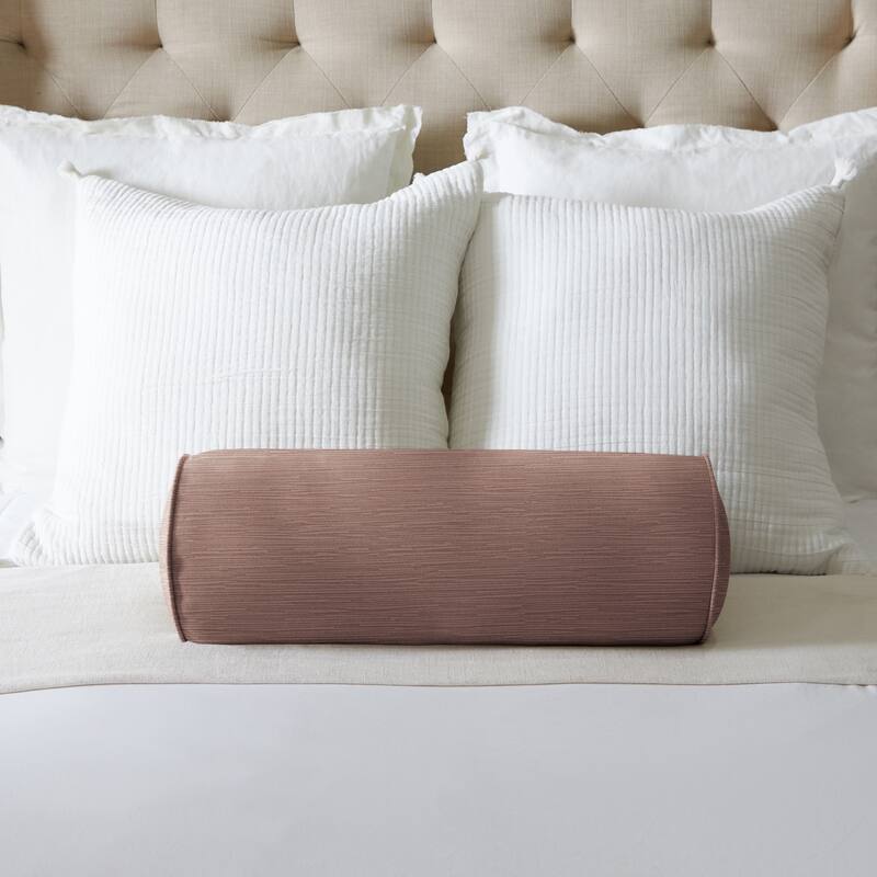 Sorra Home Velvet Bolster Pillow - 24 in x 8 in x 8 in - Rose