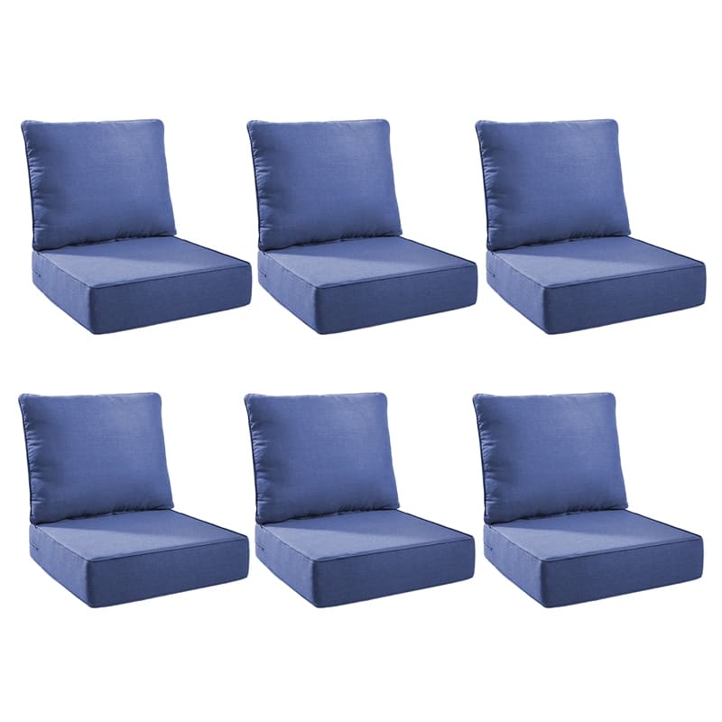 Pocassy 24"x24"x6" Thick Cushions Indoor/Outdoor Deep Seat Cushion - Blue - 6 Set Cushion