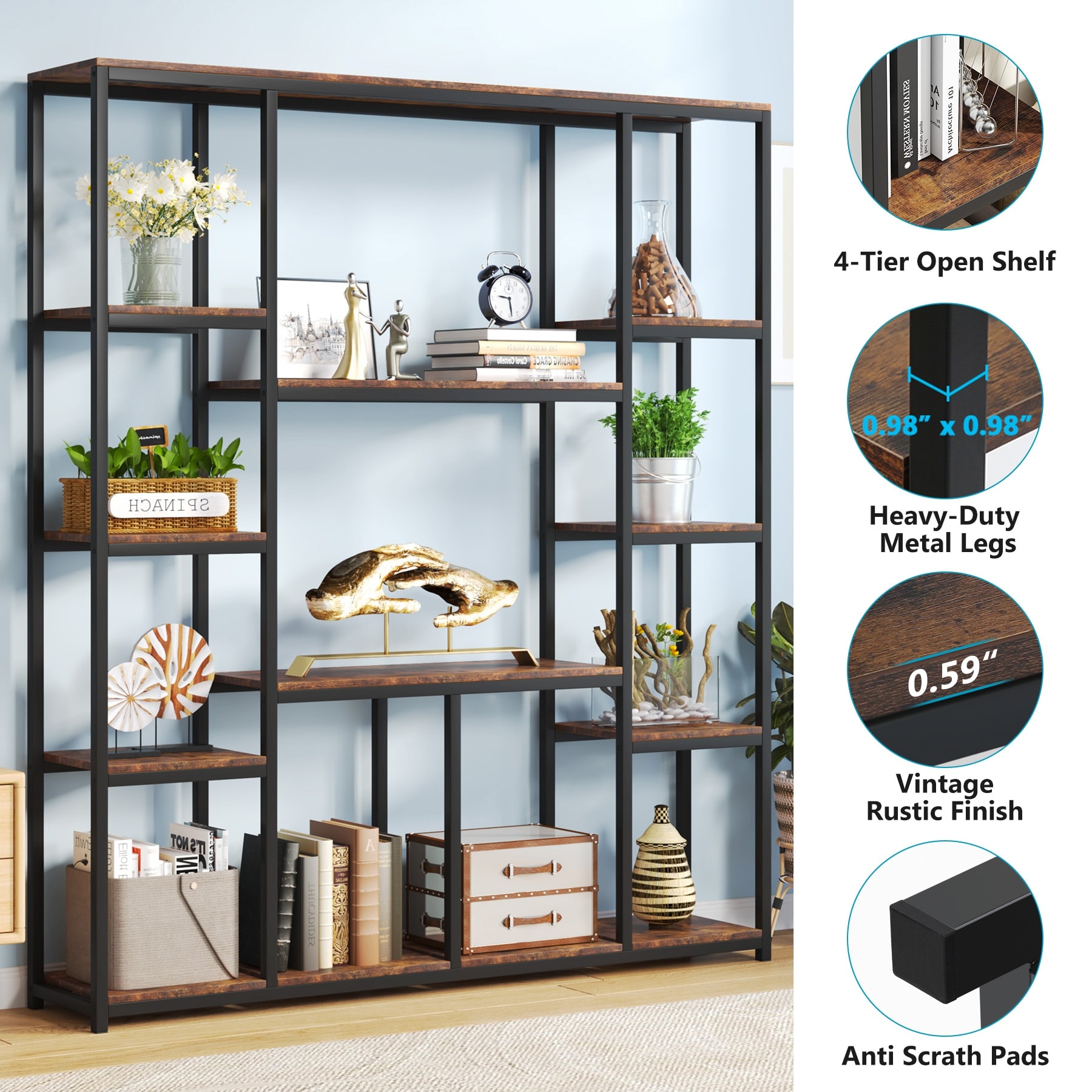 12-Open Shelf Etagere Bookcase Book Shelves Display Shelf - 70.86