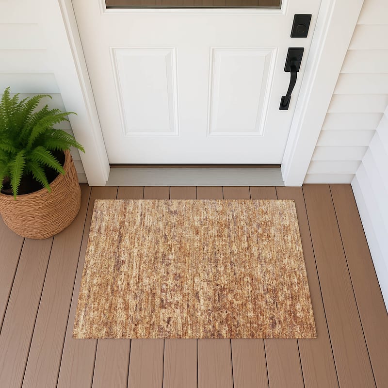 Machine Washable Indoor/ Outdoor Traditional Harmony Chantille Rug - Paprika - 1'8" x 2'6"