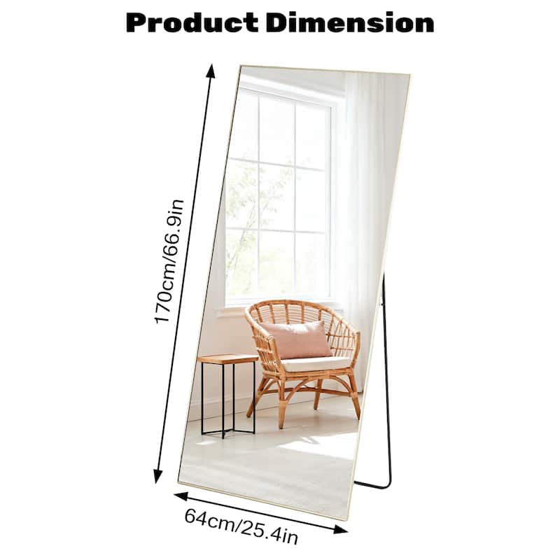 Full Length Mirror with Stand, Floor Mirror with Frame, Full Body Mirrors, Free Standing or Wall-Mounted Mirrors for Living Room
