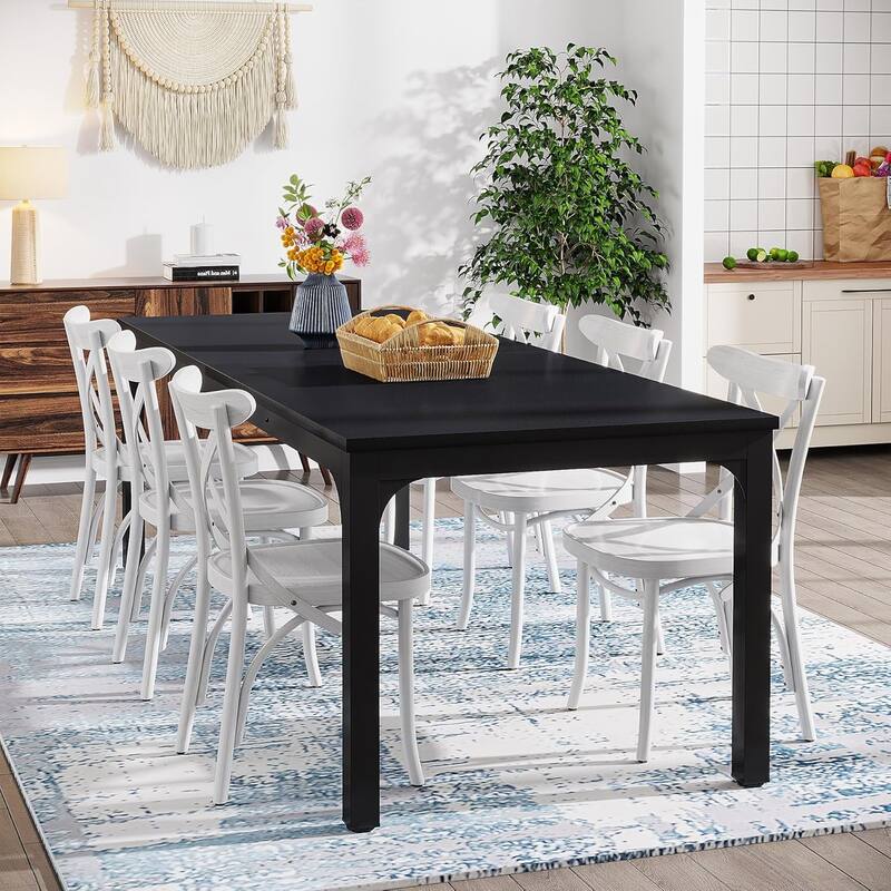 78.7" Rectangle Wood Dining Table, Long Kitchen Table for Living/Dining Room
