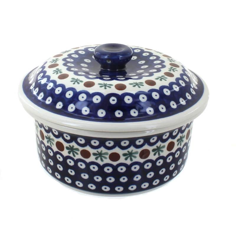 Blue Rose Polish Pottery 887 Zaklady Round Baker with Lid