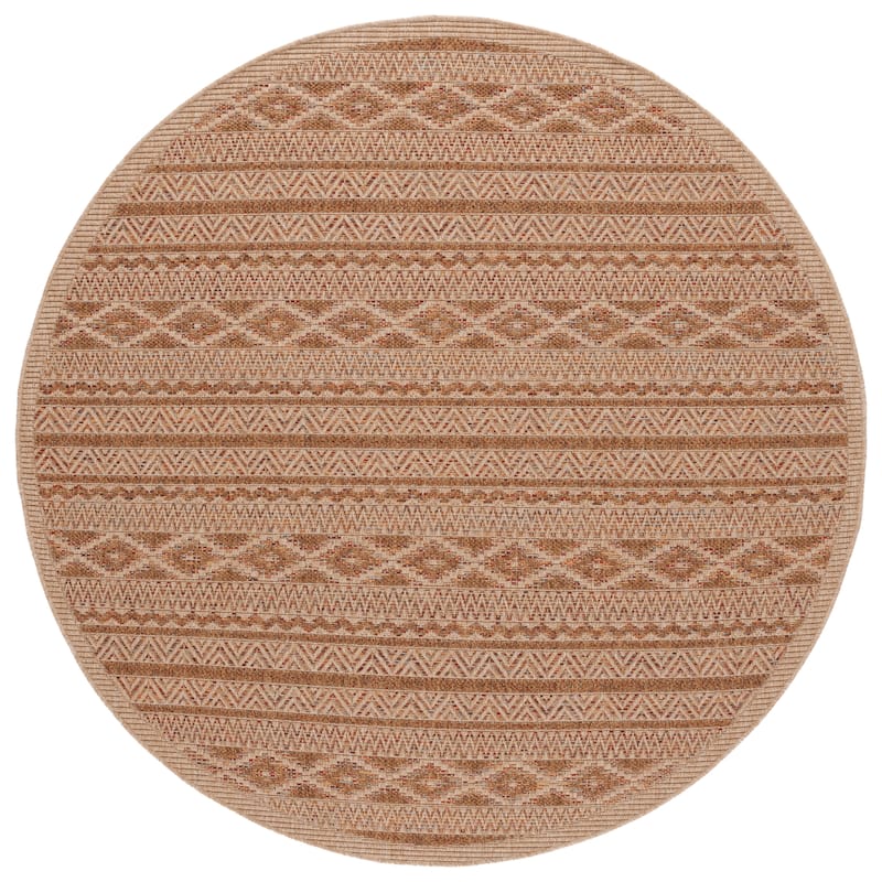 SAFAVIEH Wicker Juliane Casual Rug - 6'7" Round - Natural/Brown
