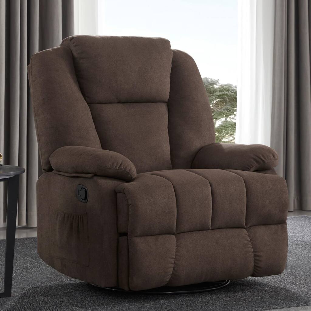 Overstuffed Swivel Rocker Recliner Chair