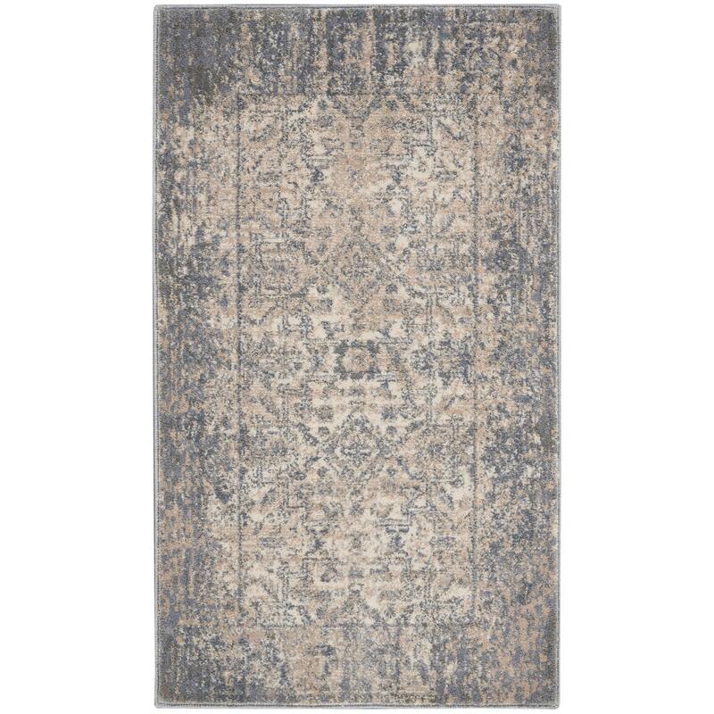 Moroccan Celebration Vintage Persian Area Rug - 2' 2" x 3' 9" - Ivory/Slate - Rectangle