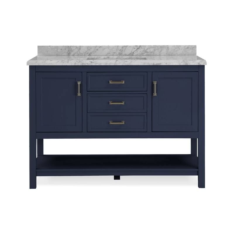 Furniture of America Anya 49" Single Bathroom Vanity with White Carrera Marble Top and Undermount Sink