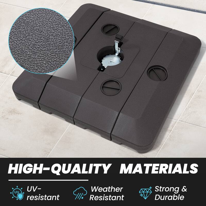 9 x11 FT LED Lighted Patio Cantilever Umbrella Double Top with Weighted Base