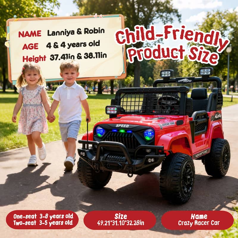 Engineering Car Remote Control Kids Ride-On Car with Bluetooth, Electric Car Off-Road Toy Car with LED Lights
