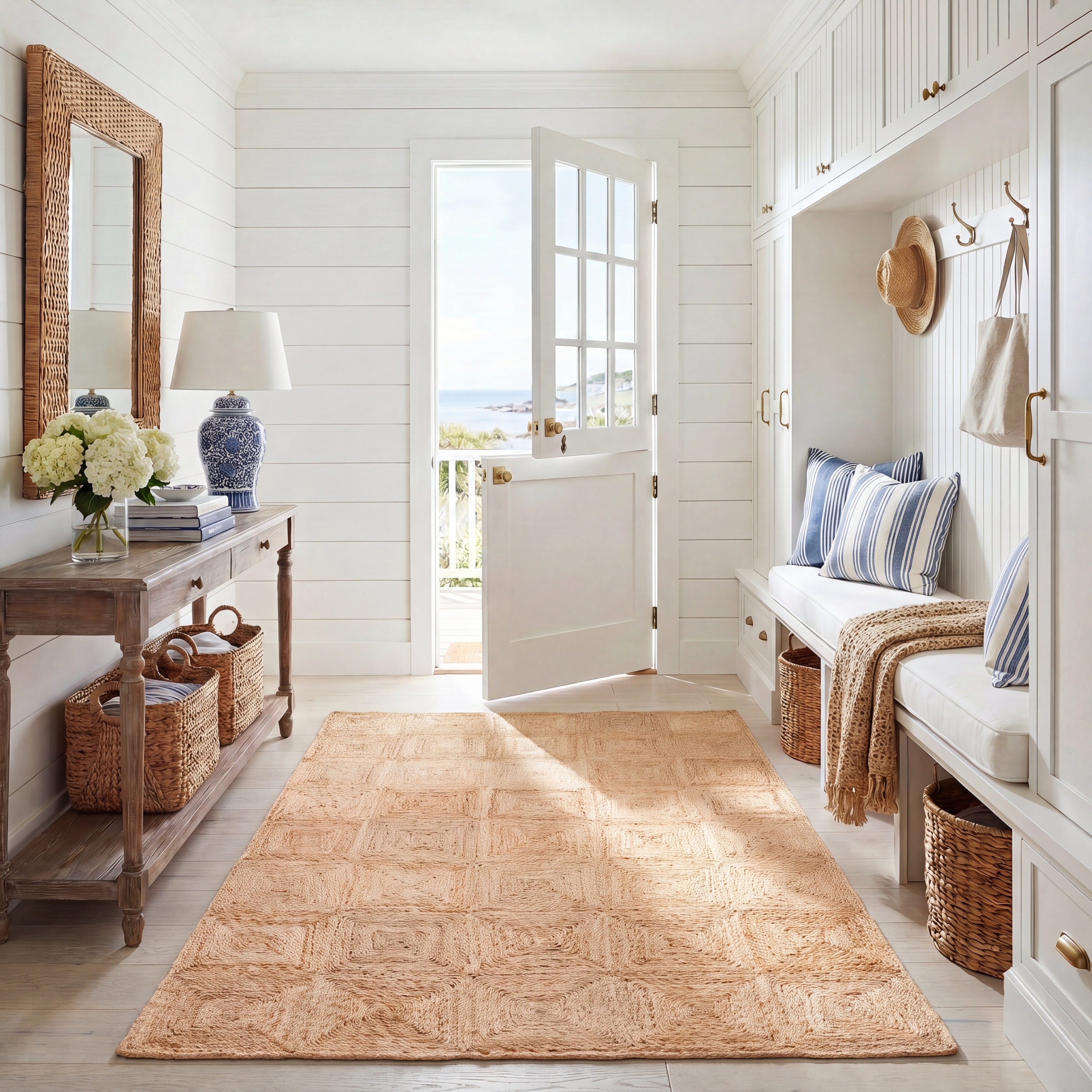 SAFAVIEH Handmade Natural Fiber Taniyah Farmhouse Geometric Jute Rug