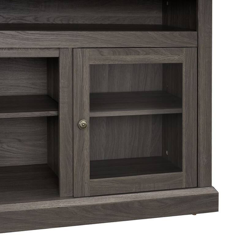 60'' American Traditional Style Contemporary TV Media Stand with Fireplace Insert